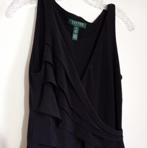 Lauren Ralph Lauren Dress black sleeveless surplice neckline bodycon midi dress